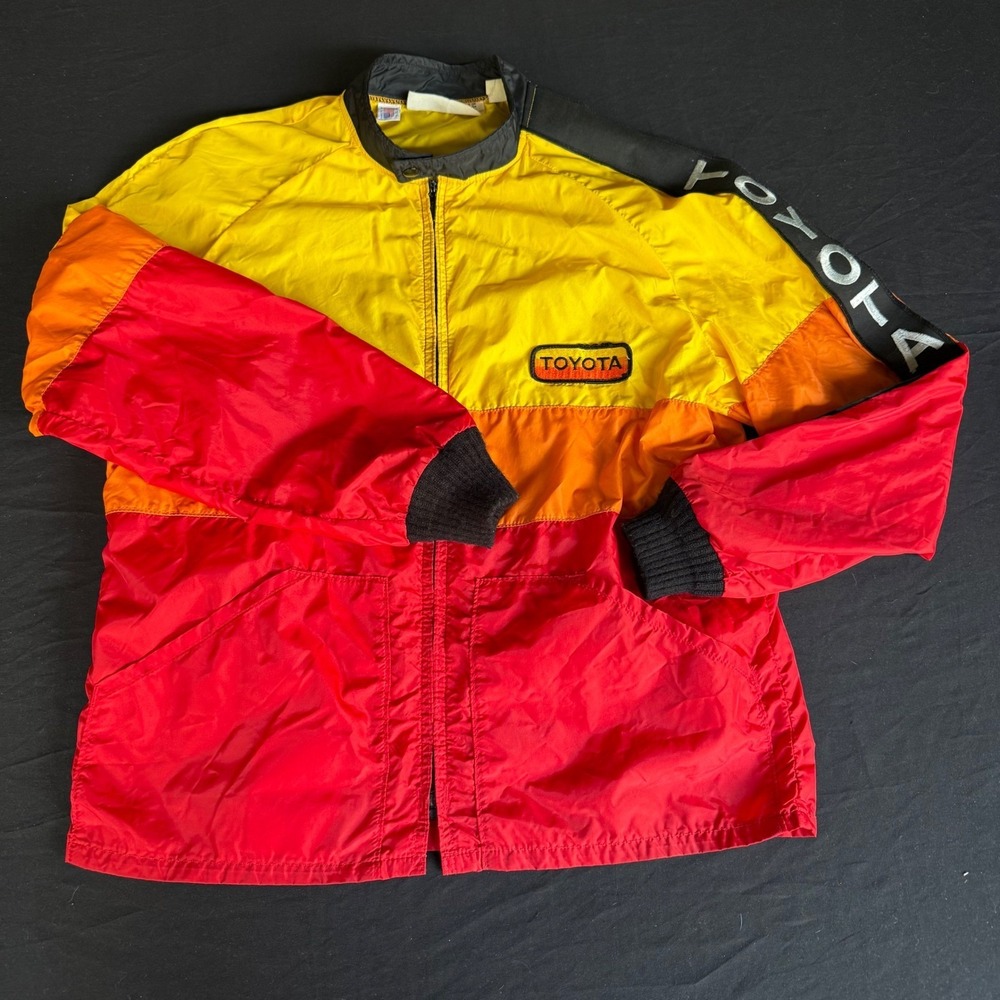 Vintage Toyotaline Toyota Racing Jacket Molly Designs Yellow Orange Red Med/Lrg